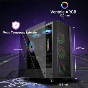 PC Gaming Fisso – Computer Gaming Intel i5-12400F • Scheda Video RTX 5060Ti 16GB • RAM 32GB DDR5 • SSD 1TB NVMe M.2 • Wi-Fi AC e Bluetooth • HDMI e DisplayPort • USB 3.2 • Windows 11 Pro