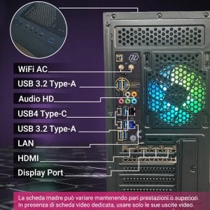 PC Gaming Fisso – Computer Gaming AMD Ryzen 5 4500 • Scheda Video RTX 5060Ti 16GB • RAM 32GB DDR4 • SSD 1TB NVMe M.2 • Wi-Fi AC e Bluetooth • HDMI e DisplayPort • USB 3.0 • Windows 11 Pro